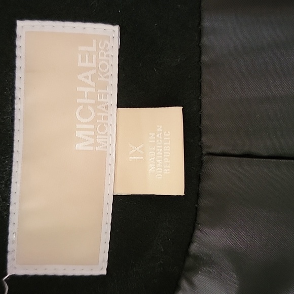 MICHAEL KORS Plus Size Coat Wool Blend w/Gold Hardware Black 1X NWT - Picture 7 of 16